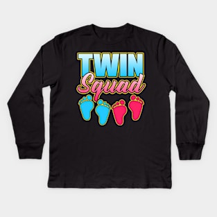 Cute & Funny Twin Squad Twinning Baby Announcement Kids Long Sleeve T-Shirt